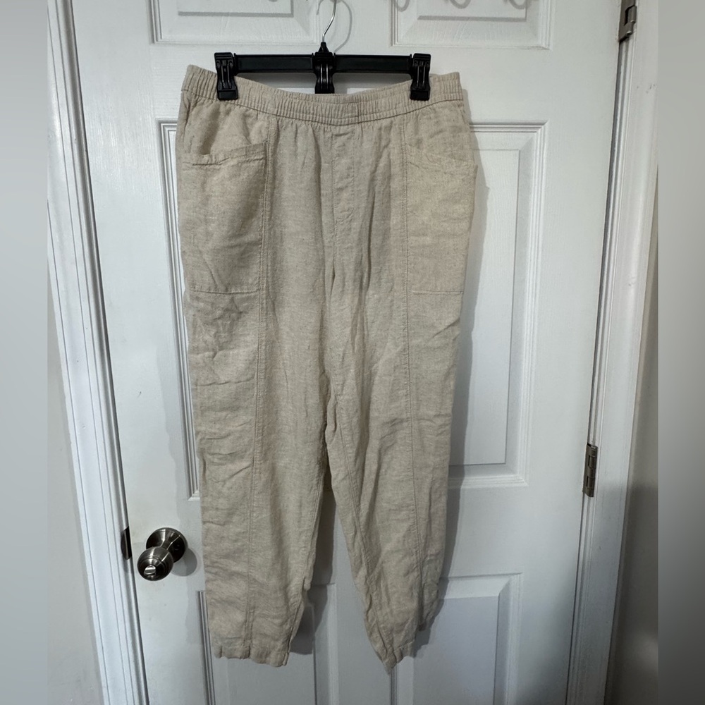 Old Navy Cream Linen Blend Cropped Pants